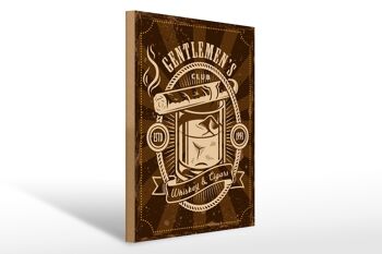 Panneau en bois indiquant Gentlemen's Club Whisky & Cigars 30x40cm 1