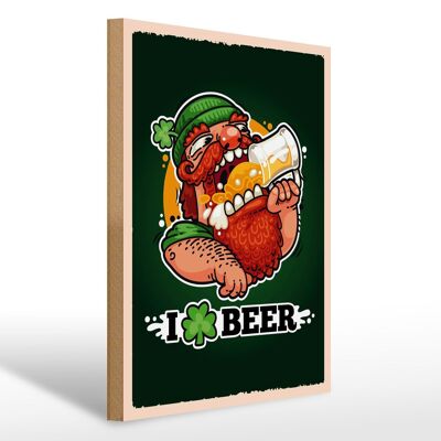 Holzschild Spruch i love Beer Bier 30x40cm Geschenk