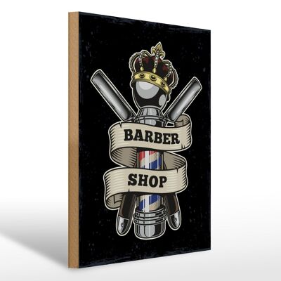 Cartel de madera que dice Barbershop Hairdresser Salon Hair 30x40cm