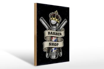 Panneau en bois indiquant Barbershop Hairdresser Salon Hair 30x40cm 1