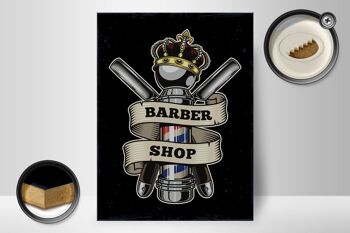 Panneau en bois indiquant Barbershop Hairdresser Salon Hair 30x40cm 2