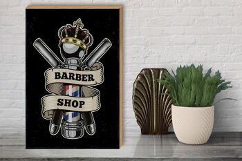 Panneau en bois indiquant Barbershop Hairdresser Salon Hair 30x40cm 3