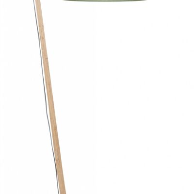 Lámpara de pie de bambú ANDES, pantalla de lino verde bosque