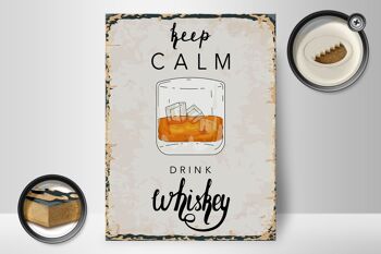 Panneau en bois disant Keep Calm Drink Whisky 30x40cm 2