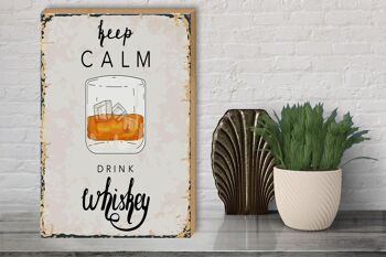 Panneau en bois disant Keep Calm Drink Whisky 30x40cm 3