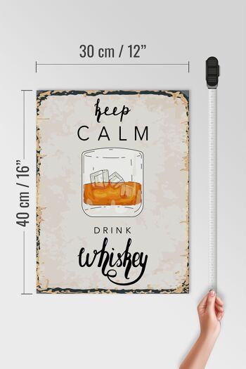 Panneau en bois disant Keep Calm Drink Whisky 30x40cm 4
