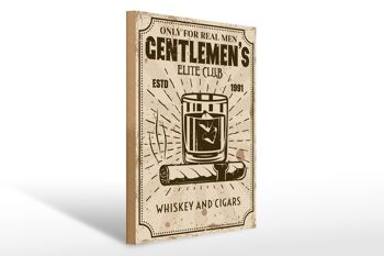 Panneau en bois disant Whisky Cigars Elite Club Real Men 30x40cm 1