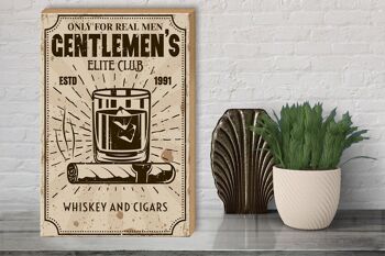 Panneau en bois disant Whisky Cigars Elite Club Real Men 30x40cm 3