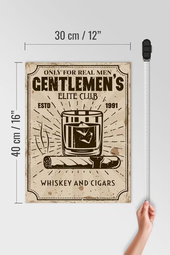 Panneau en bois disant Whisky Cigars Elite Club Real Men 30x40cm 4