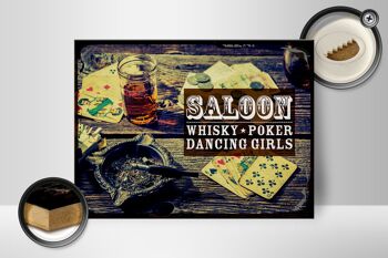 Panneau en bois disant Saloon Whisky Poker Dancing girls 40x30cm 2