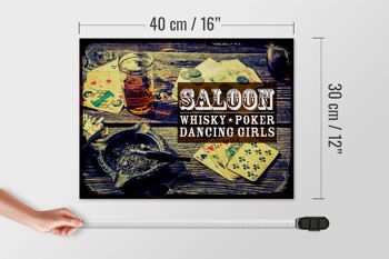 Panneau en bois disant Saloon Whisky Poker Dancing girls 40x30cm 4