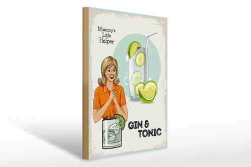 Holzschild Spruch Mummy´s little Helper Gin & Tonic 30x40cm