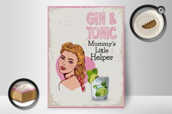 Panneau en bois indiquant Gin & Tonic Mummy's Little Helper 30x40cm 2