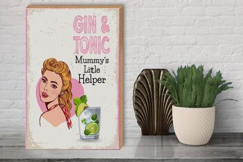 Panneau en bois indiquant Gin & Tonic Mummy's Little Helper 30x40cm 3