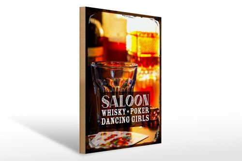 Holzschild Spruch Saloon Whisky Poker Zigarre Girls 30x40cm