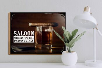 Panneau en bois disant Saloon Whisky Poker Dancing girls 40x30cm 3