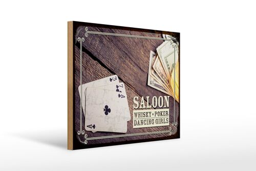 Holzschild Spruch Saloon Whisky Poker Dancing 40x30cm