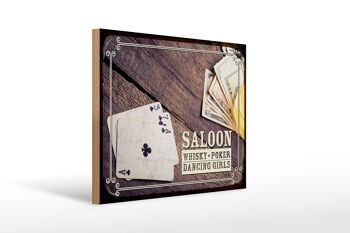 Panneau en bois disant Saloon Whisky Poker Dancing 40x30cm 1