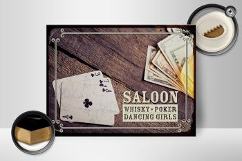 Panneau en bois disant Saloon Whisky Poker Dancing 40x30cm 2
