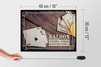 Panneau en bois disant Saloon Whisky Poker Dancing 40x30cm 4