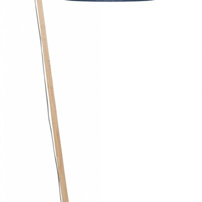 Lámpara de pie de bambú / lino ANDES, pantalla de lino azul vaquero