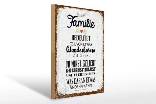 Holzschild Spruch Familie Teil von etwas wunderbarem 30x40cm