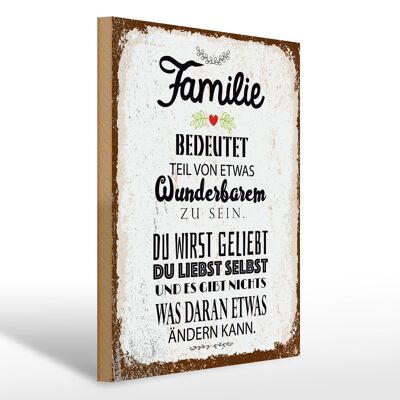 Holzschild Spruch Familie Teil von etwas wunderbarem 30x40cm