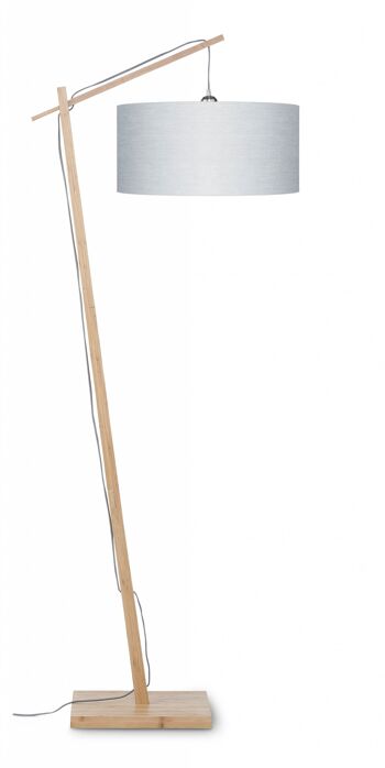 ANDES Bamboo Floor Lamp, Light Gray Linen Shade 1