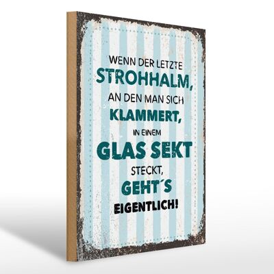 Holzschild Spruch Wenn der letzte Strohhalm an 30x40cm