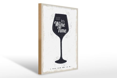 Holzschild Spruch Wein It´s Wine Time 30x40cm