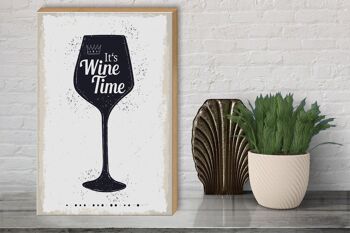 Panneau en bois disant Wine It's Wine Time 30x40cm 3