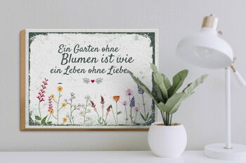 Panneau en bois disant Jardin sans fleurs Vie sans amour 40x30cm 3