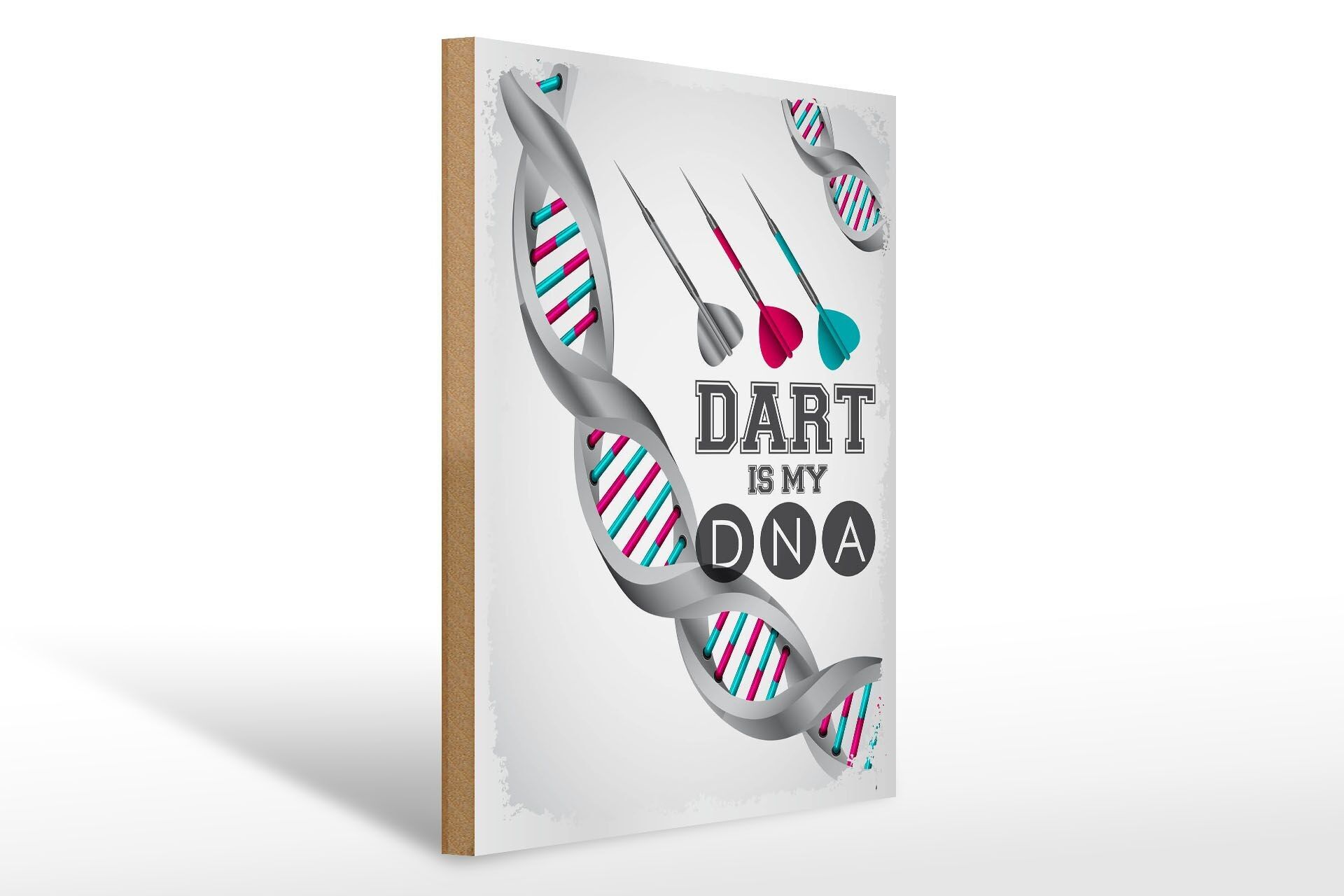 Cartello in legno con scritta "Sport Dart is my DNA" regalo 30x40 cm