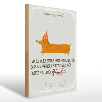 Holzschild Spruch kein Ersatz für einen Hund 30x40cm