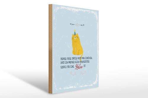 Holzschild Spruch kein Ersatz für eine Katze 30x40cm