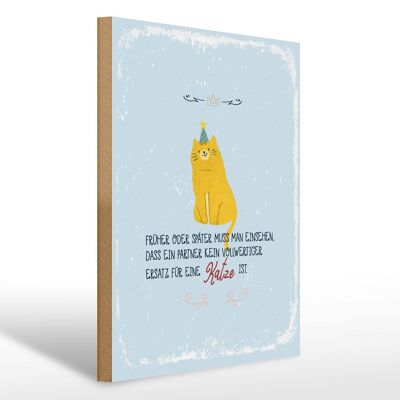 Cartel de madera que dice no reemplazar a un gato 30x40cm