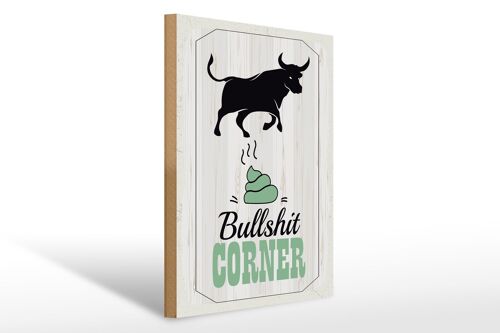 Holzschild Spruch Bullshit Corner Stier 30x40cm Wanddeko