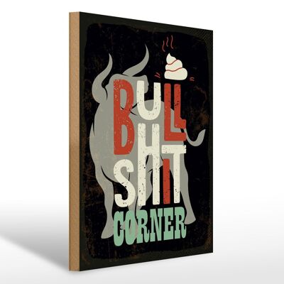 Holzschild Spruch Bullshit Corner Stier 30x40cm Geschenk