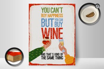 Panneau en bois disant que le vin ne peut pas acheter le bonheur mais le vin 30x40cm 2