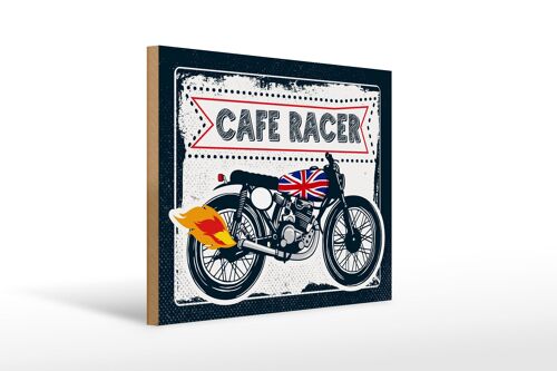 Holzschild Motorcycle Cafe Racer Motorrad UK 40x30cm weißes Schild