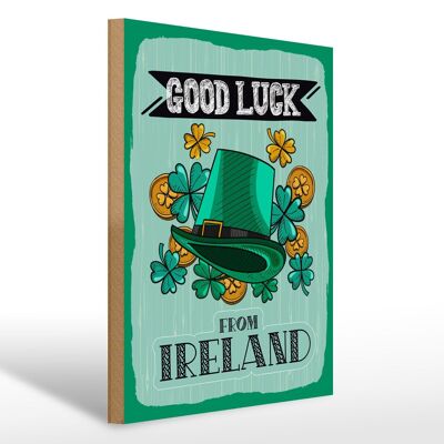 Cartel de madera que dice Buena suerte desde Irlanda 30x40cm regalo