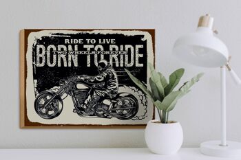 Panneau en bois disant Ride to live Born to ride 40x30cm 3