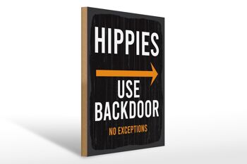 Panneau en bois avis d'entrée hippies utilisent porte dérobée 30x40cm 1