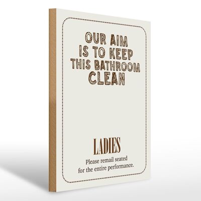 Holzschild Spruch Keep this bathroom clean 30x40cm