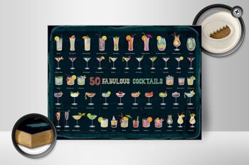 Panneau en bois 50 Fabulous Cocktails Drinks 40x30cm 2