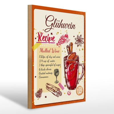 Wooden sign recipe mulled wine 30x40cm