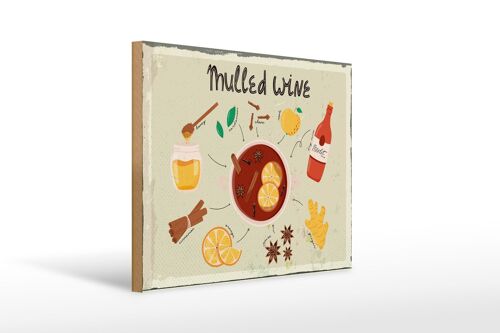 Holzschild Rezept Mulled Wine Anise Honey Apple 40x30cm