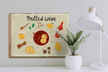 Panneau en bois recette Vin chaud Anis Miel Pomme 40x30cm 3