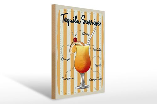 Holzschild Tequila Sunrise Cherry Orange 30x40cm