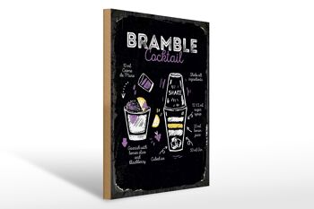 Panneau en bois Recette Bramble Cocktail Recipe 30x40cm cadeau 1